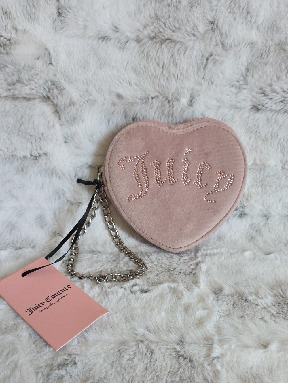 Juicy Couture Blush Pink Heart Crystal Wristlet